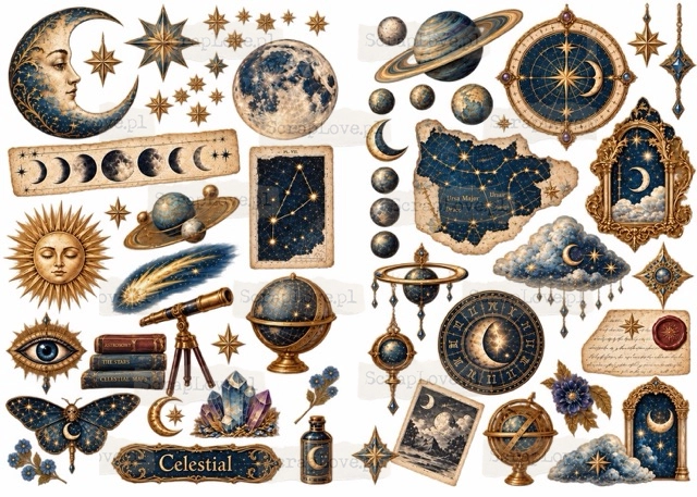Antyczny arkusz celestialnych naklejek Średni.jpeg